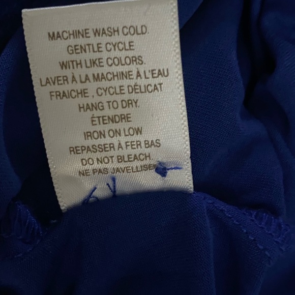 Blousology Blouse Sheer Tie Sleeve Smocked Hem Royal Blue Relaxed Fit Size L - Picture 4 of 8